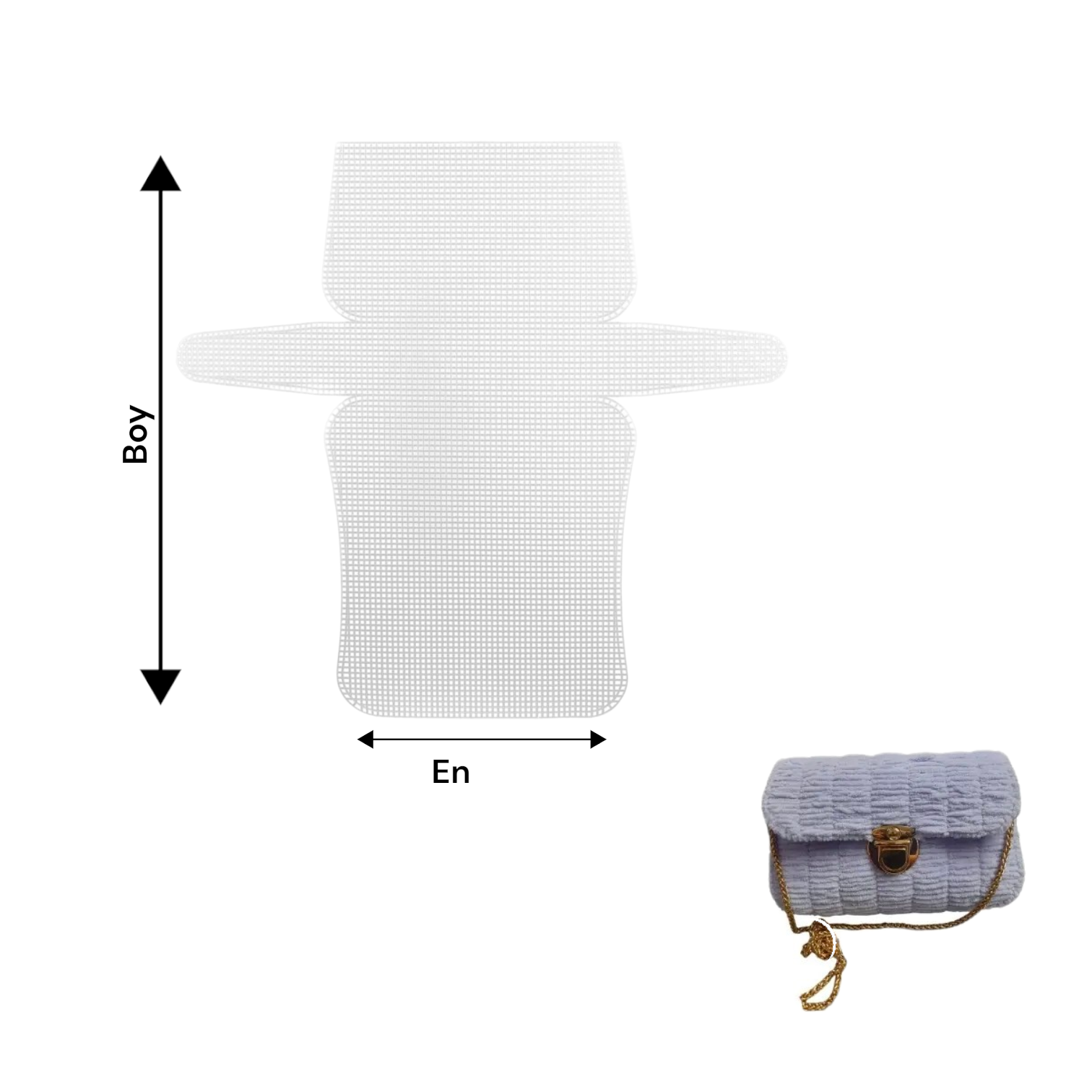 Kapaklı Çanta Kanvası (Boyu 34cm / Eni 18cm) Beyaz